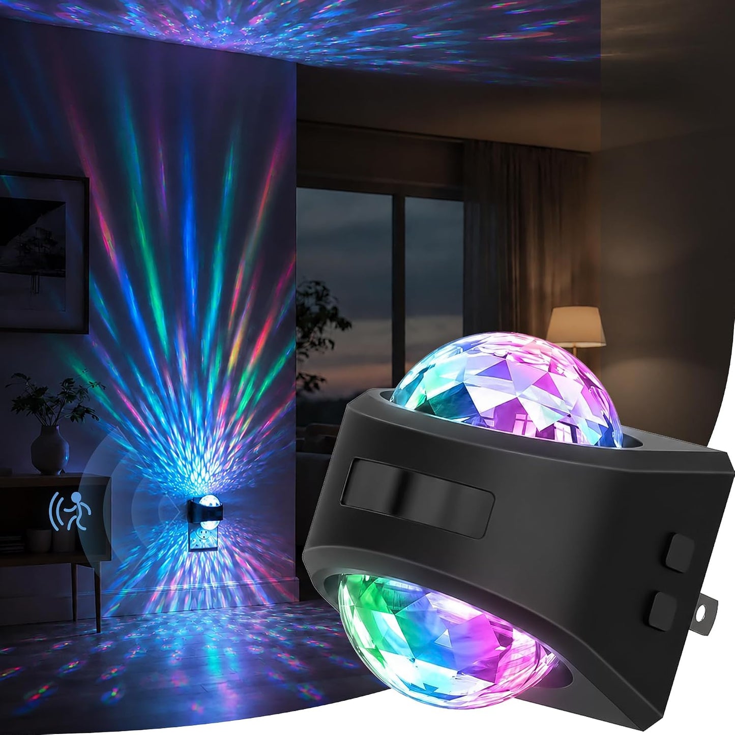 Briignite Motion Sensor Night Light Projector, RGB Warm Nightlight Plug in