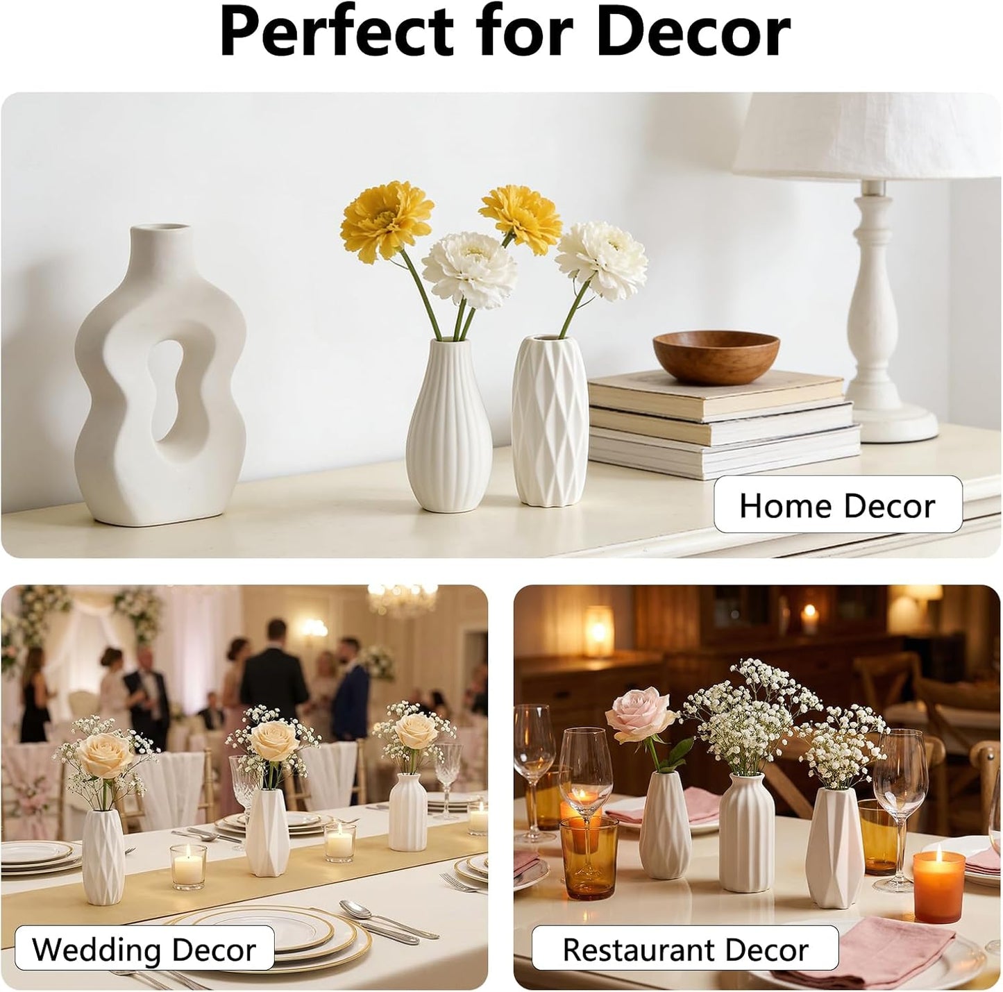 Ceramic Bud Vases / Unglazed Vases / White / Set of 16
