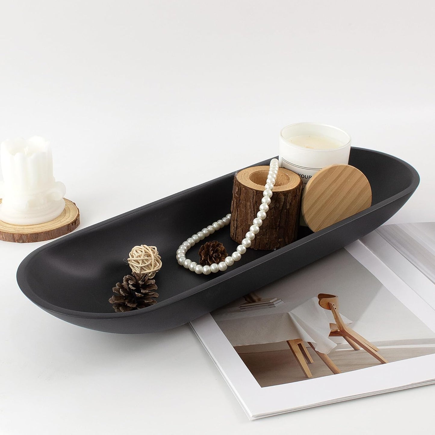 Long Dough Bowl / Black / Extra Long / 17.72 Inch