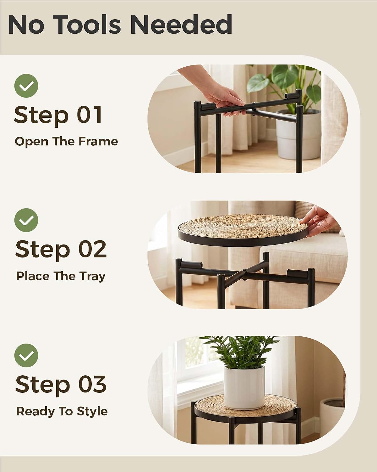 Bamworld Indoor Plant Stand Tall Plant Table Corner Plant Stool Boho Small Plant Holder Single Flower Stand for Large