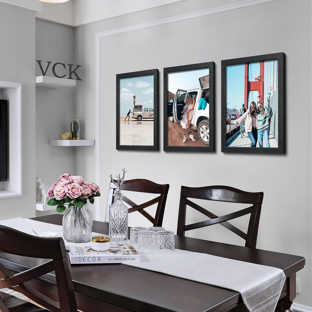 VCK 13x19 Picture Frame Black 4 Pack, Wide Thick Wood Border, for Artwork | Exclusive Woodgrain, Wall Hanging, HD