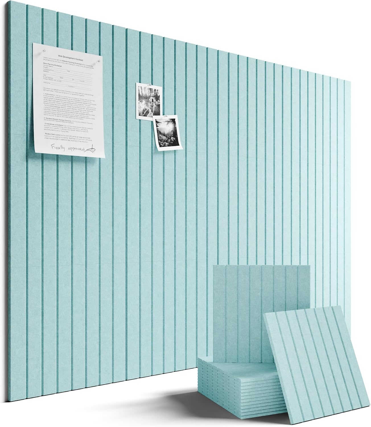 Fluxynara 48" x 36" Large Felt Bulletin Board, Aqua Blue
