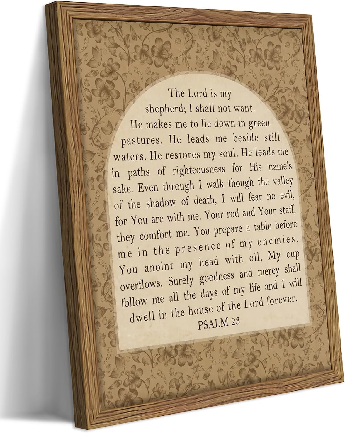 Framed Psalm 23 Wall Art, Christian Bible Verse Canvas Wall Decor, The Lord Is My Shepherd Inspirational Scripture