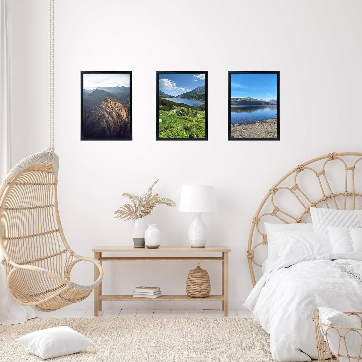 JCJMY 14x20 Picture Frame Set of 4 Black for Poster Photo Picture, Horizontal and Vertical Formats for Wall Hanging, 14