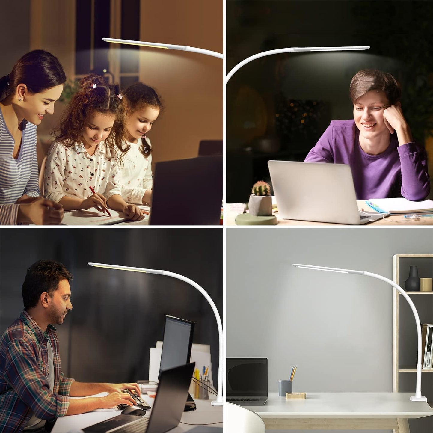 YOUKOYI LED Desk Lamp with Clamp,Flexible Gooseneck Architect Table Lamp - 5 Brightness Levels & 4 Color Modes, Touch
