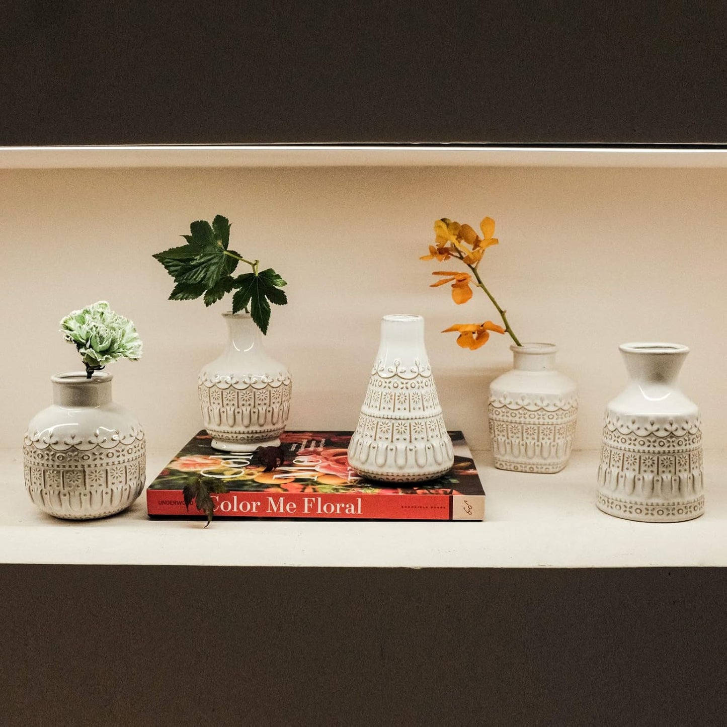 Vintage Vases for Centerpieces / White / Set of 10