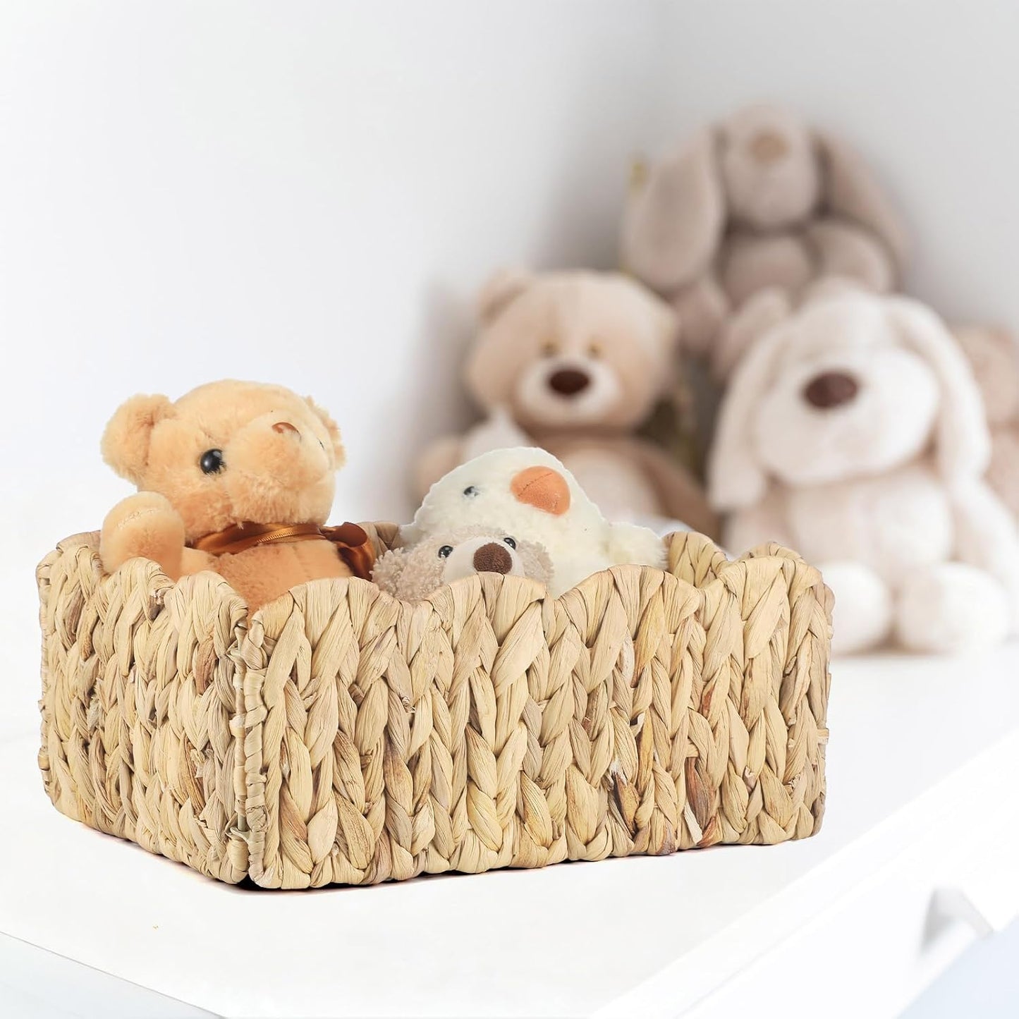 Rectangular Wicker Storage Baskets / 12 x 9 x 5 / Set of 6