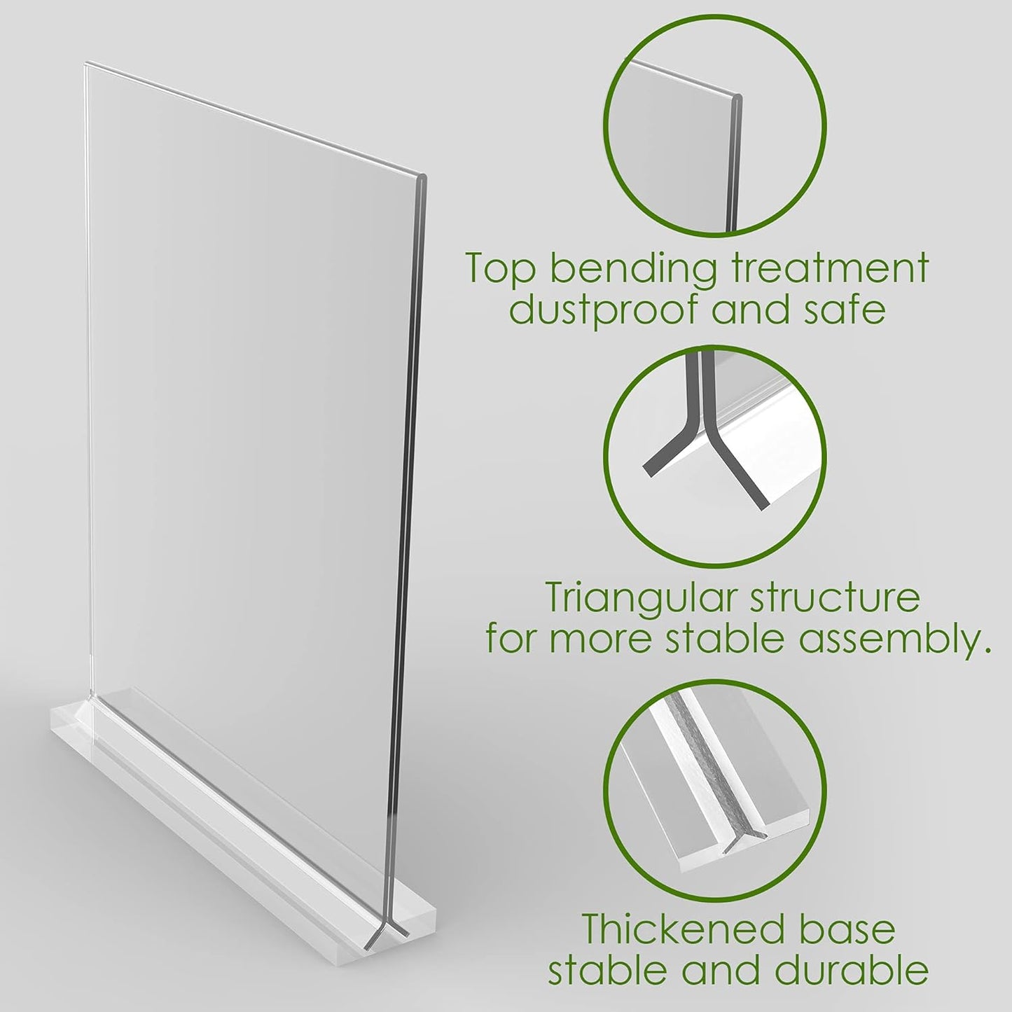 Acrylic Sign Holder Vertical Double-Sided Display Optional Horizontal / 8.5*11 / 8.5 x 11 / Set of 3