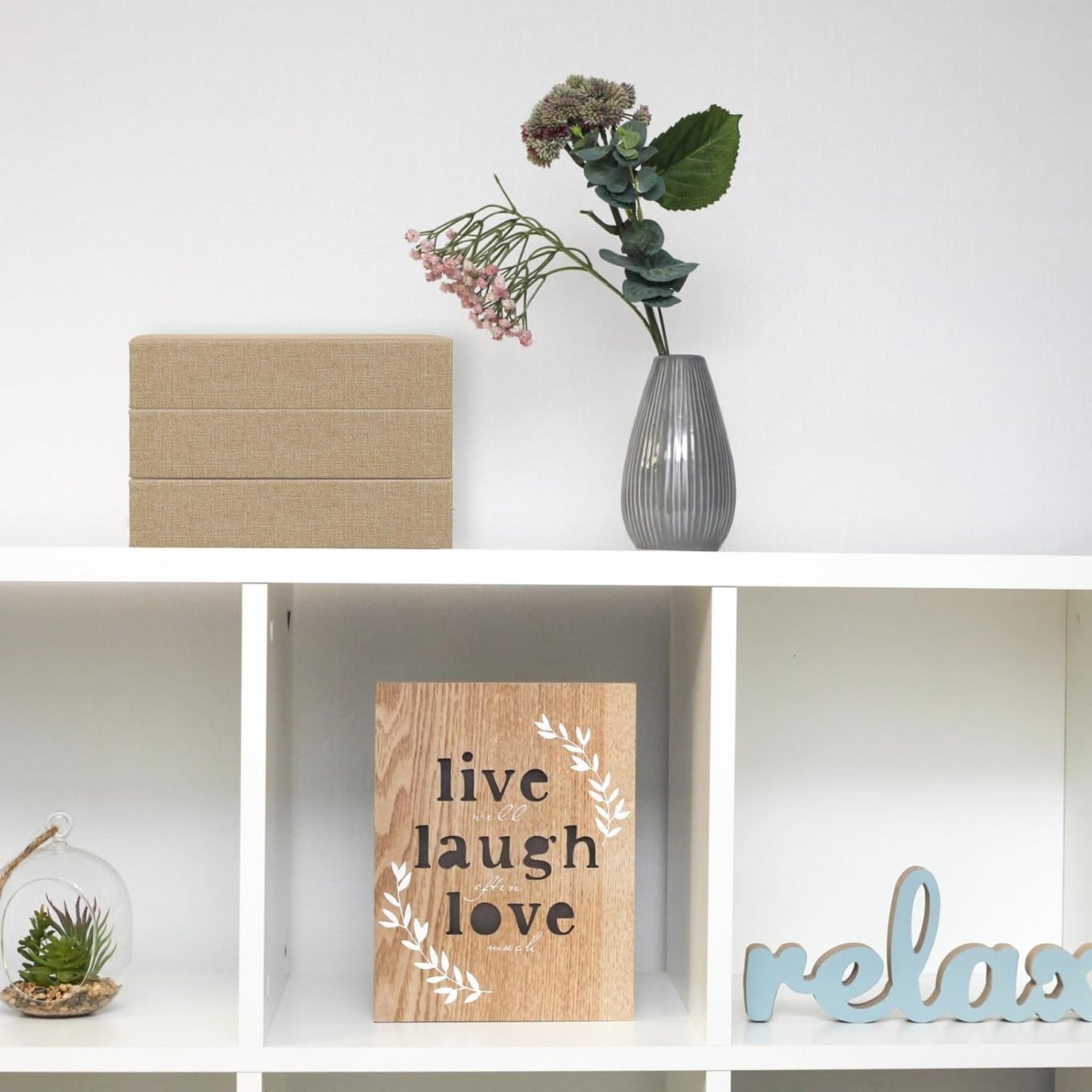 Fake Book Box Neutral Linen Book Box Decorative Faux Prop / 8.6 x 6.1 x 1.8 / Beige / Set of 3