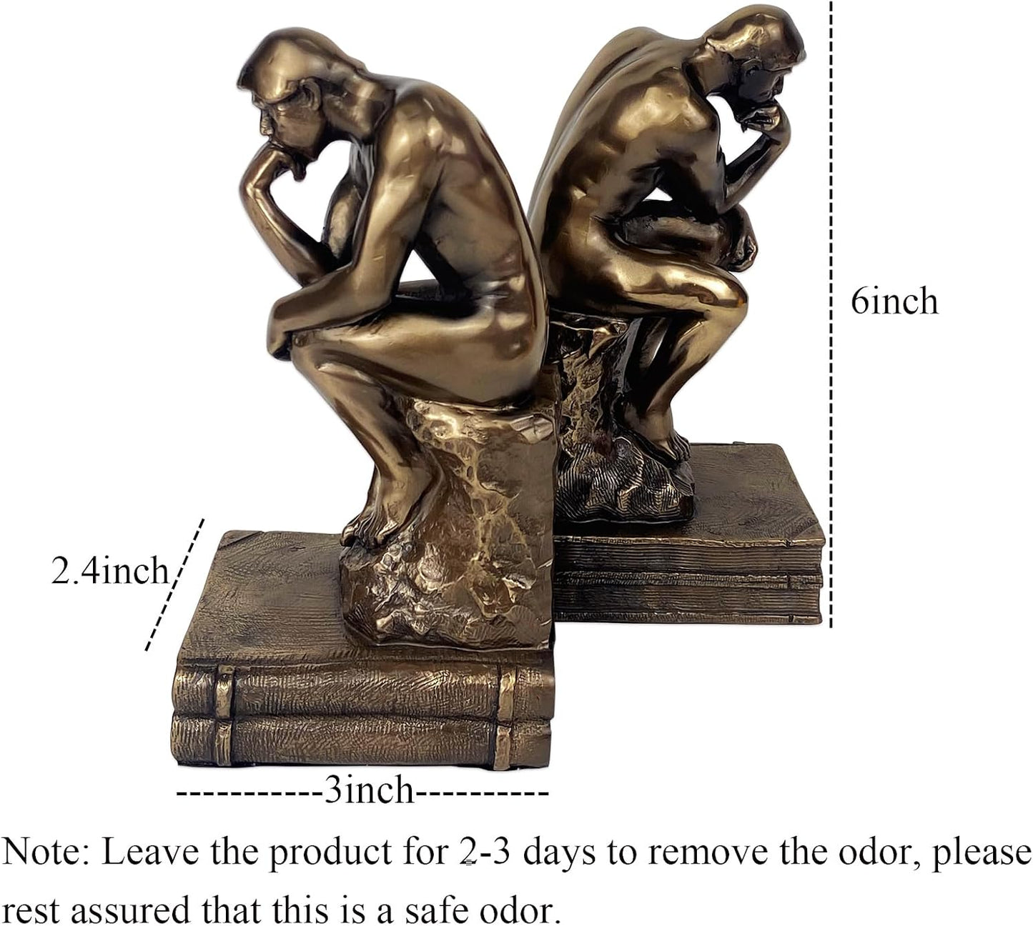 Cool Bookends Decorative Unique Book Ends Book Stopper The Thinker Statue / Gold / Set of 2