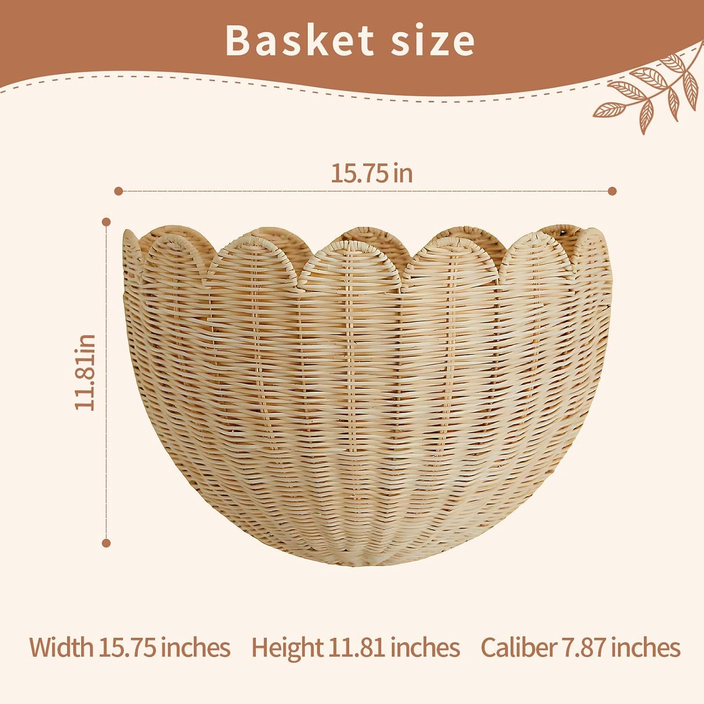 Scalloped Wicker Wall Basket / Natural