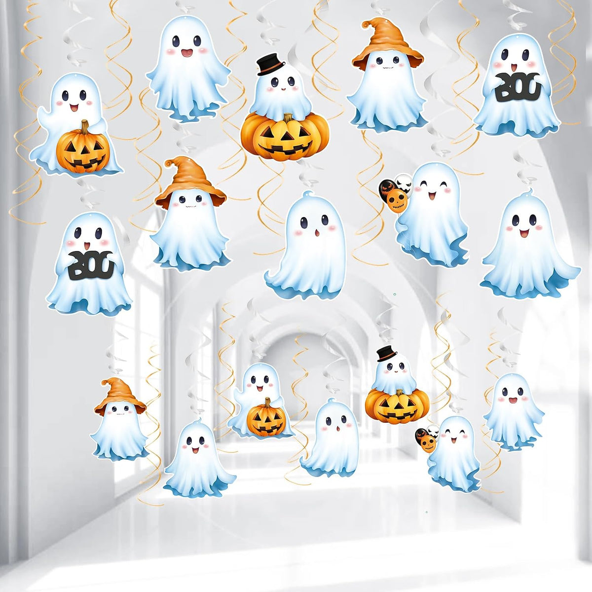 FRIDAY NIGHT 30Pcs Cute Ghost Halloween Hanging Swirls