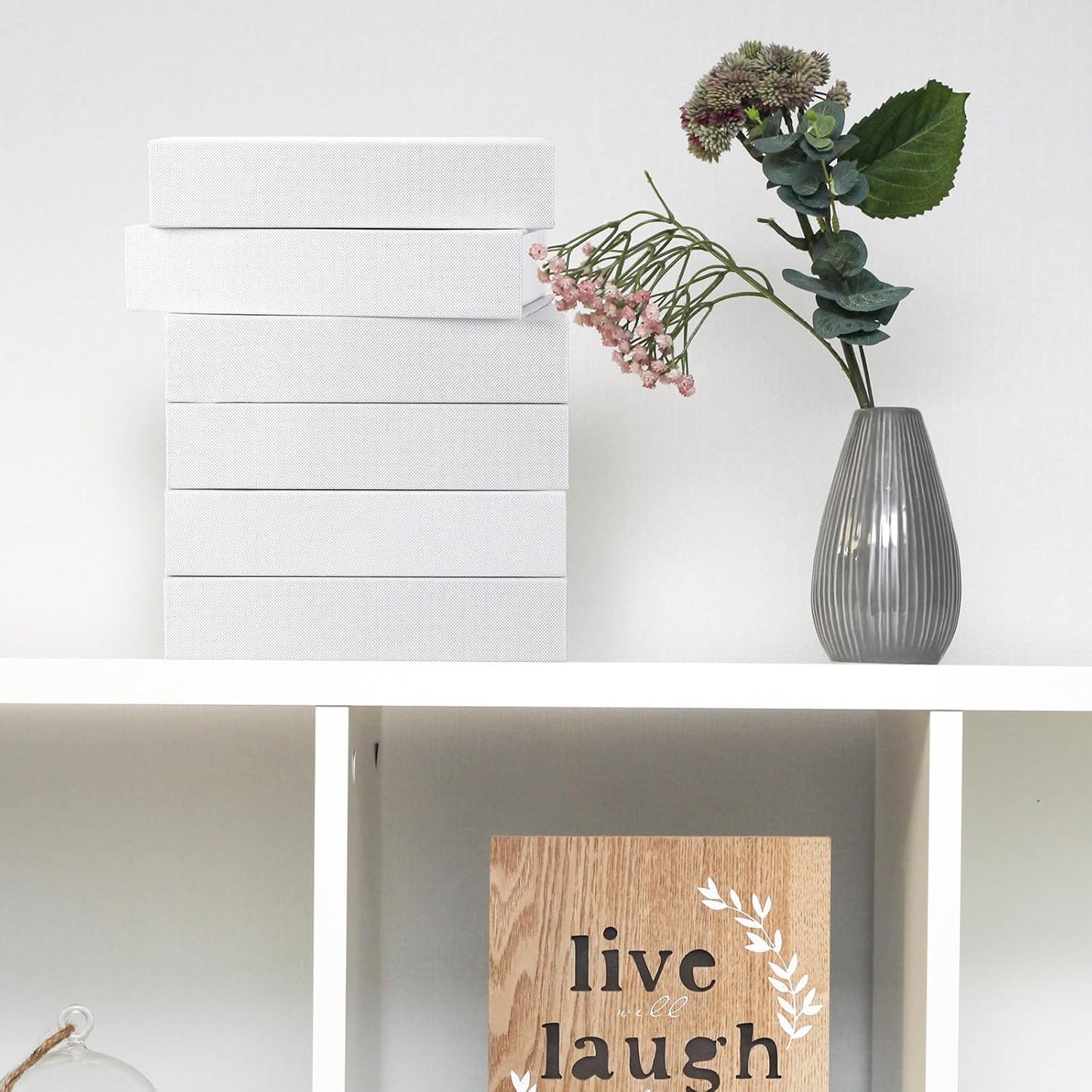 Faux Book Box Decorative Books Modern Linen Fake Books Decor / Set of 6
