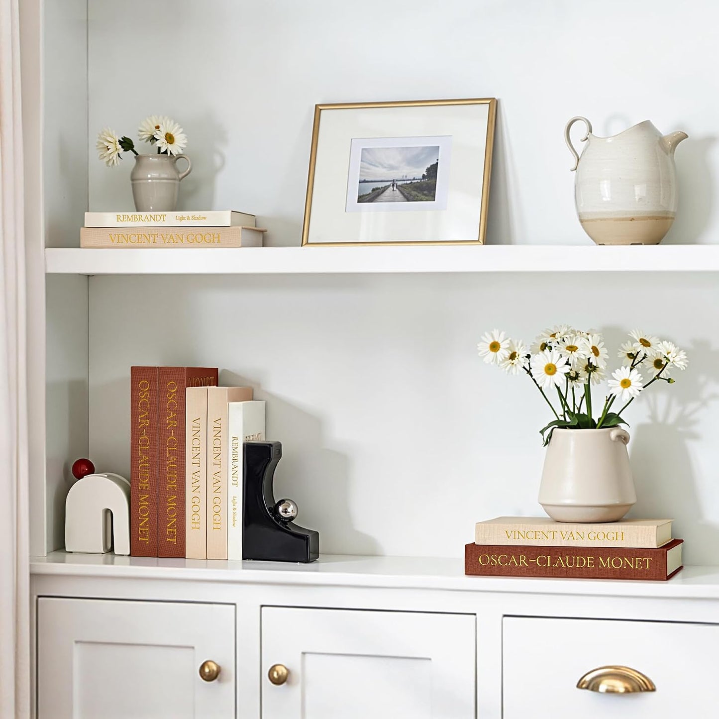 Linen Faux Books / Brown-beige-apricot / Set of 3