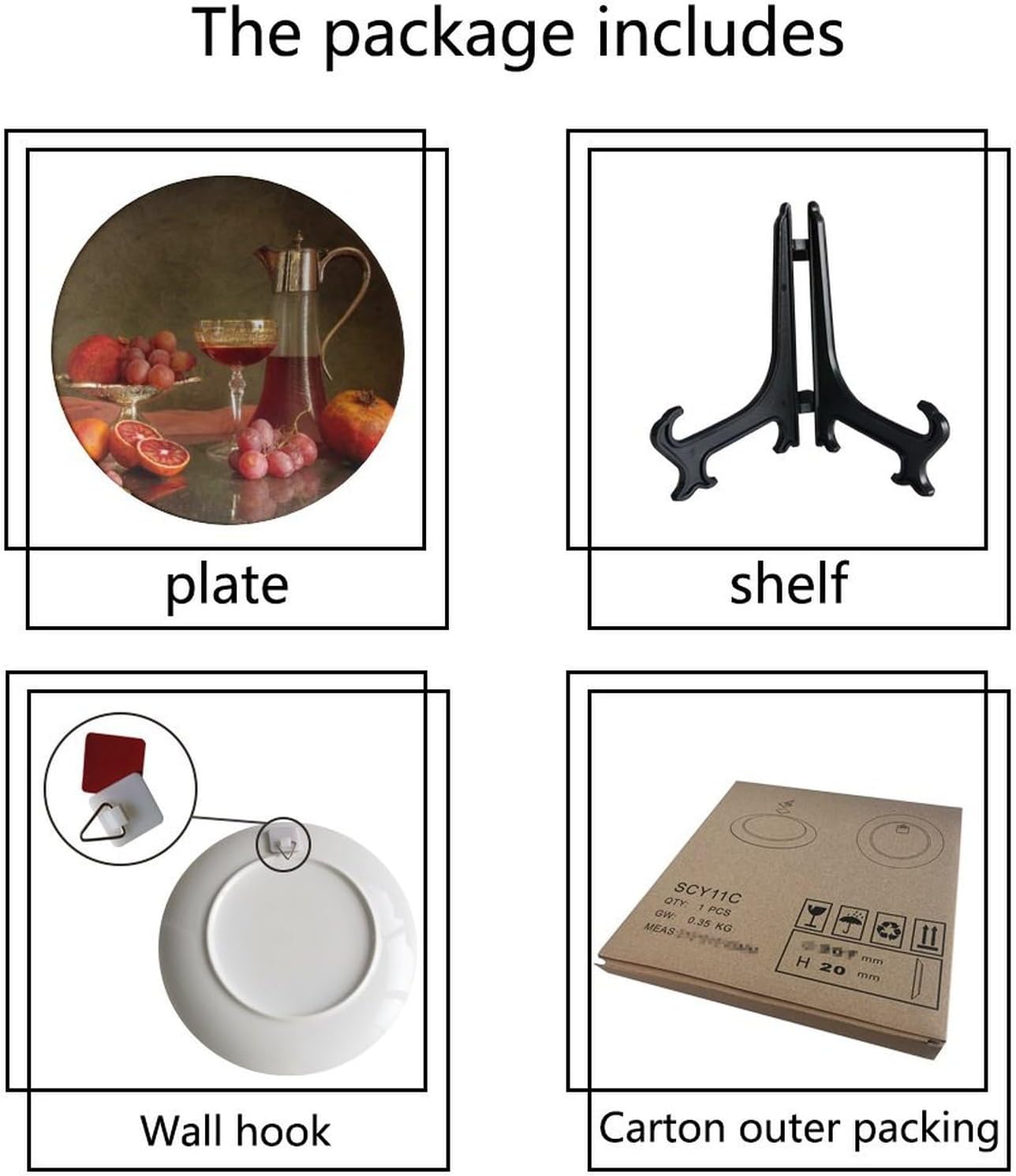 Decorative Plate Holder / 8 Inch / Blood Orange Grape Pomegranate Cider