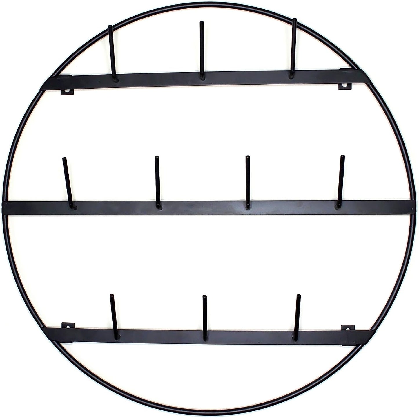 Mug Rack with Sturdy Steel Frame, Matte Black Finish, Removable Rubber Caps, Wall Mounted (Round 24" x 24")