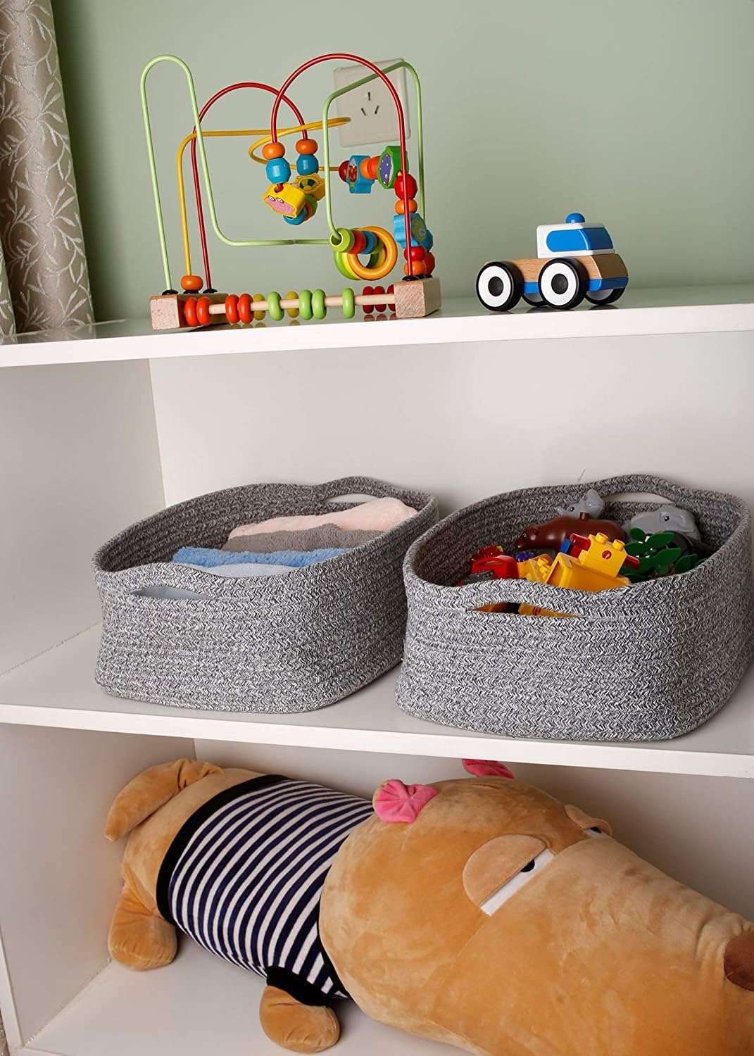 Woven Cotton Rope Storage Basket / Grey
