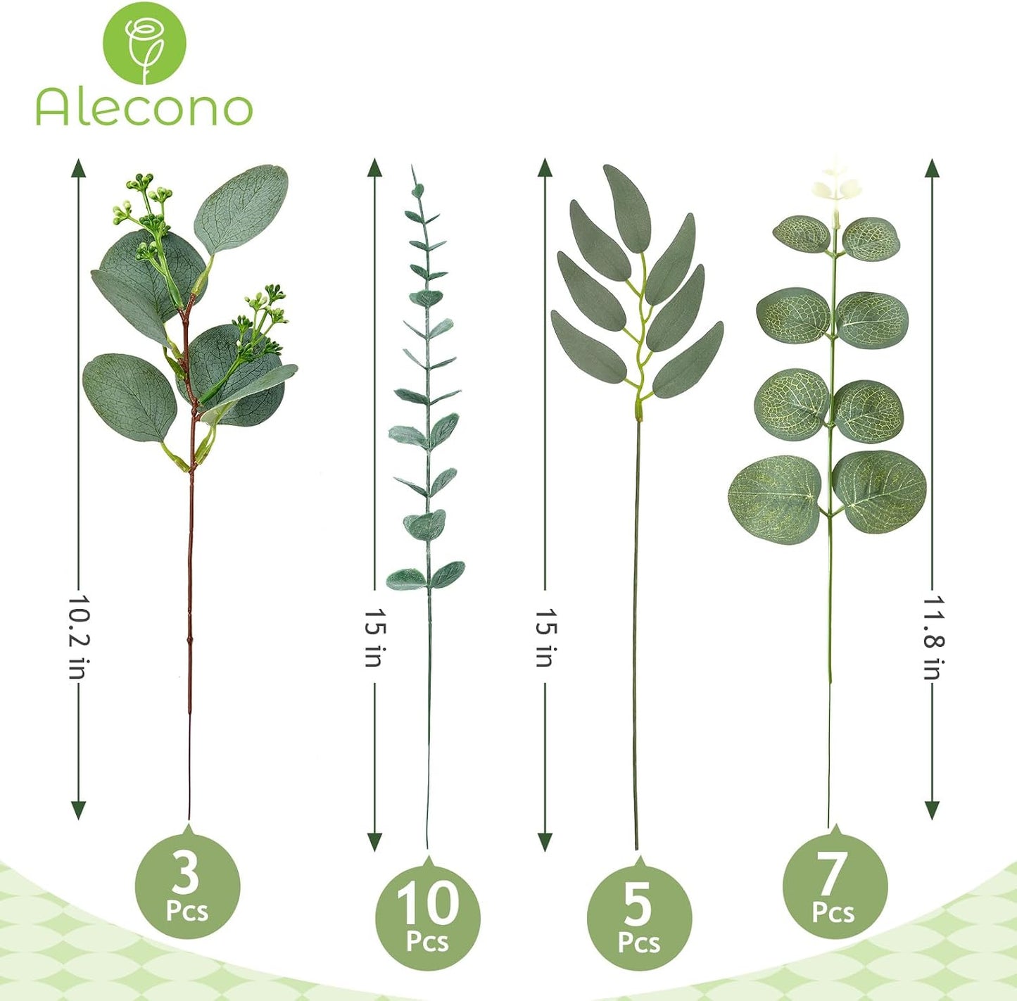 4 Kinds Artificial Stems Faux Sliver Dollar Fake / Greenery / Set of 25