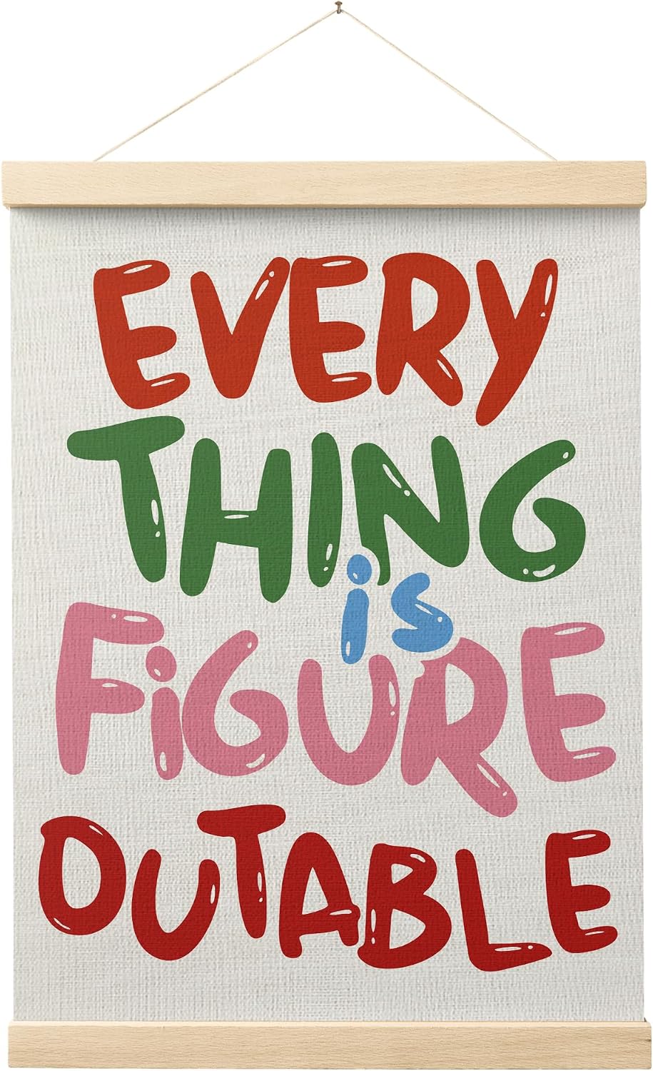 FGFK Everything is Figureoutable Colorful Inspirational Wall Art Poster Hanger Frame, Motivational Positive