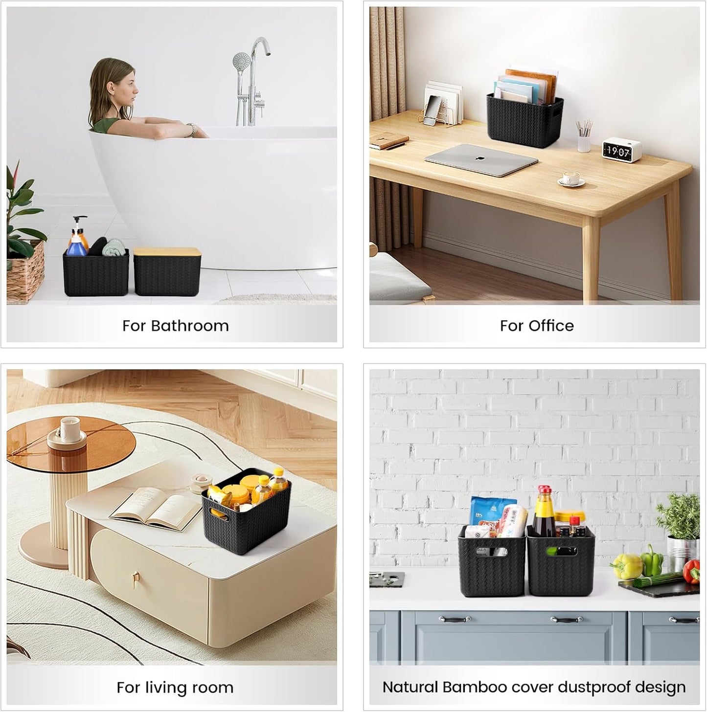 4 Packs Storage Bins / Black