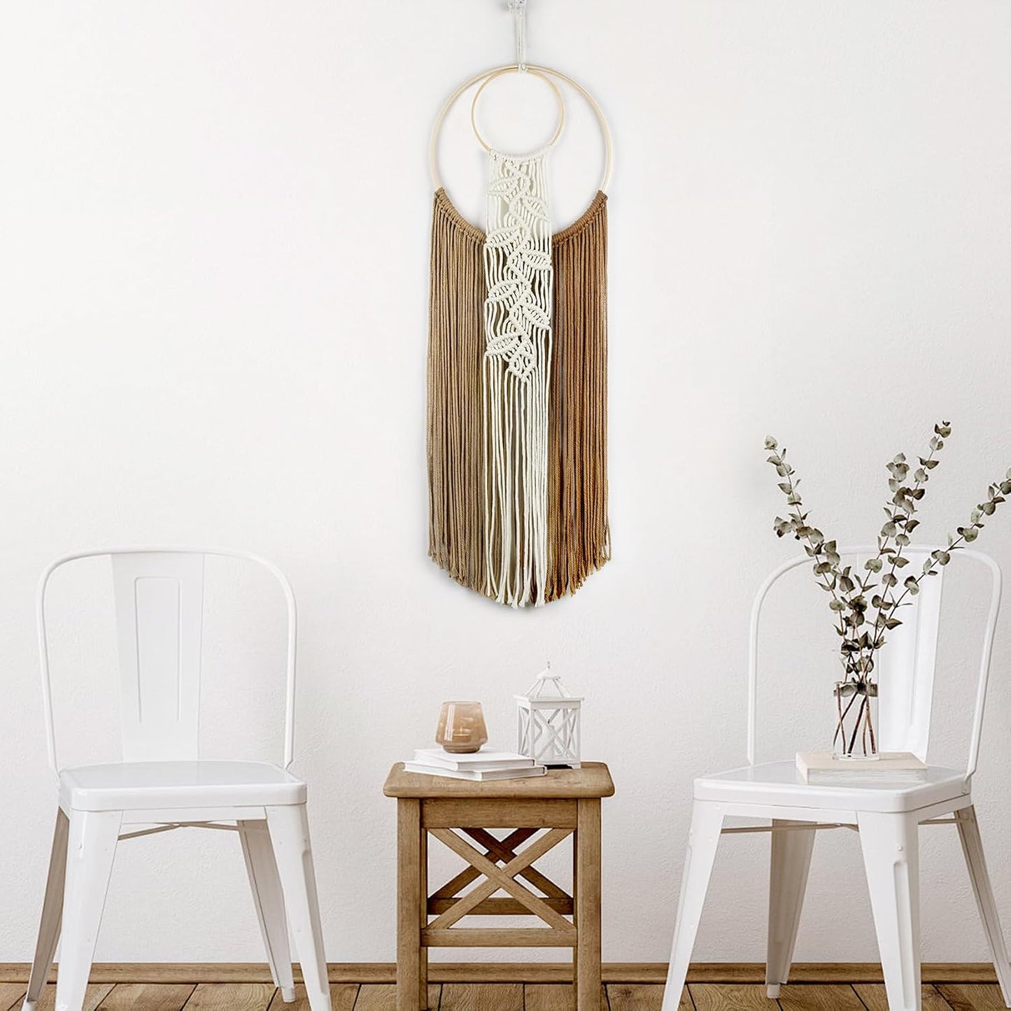Macrame Wall Hanging Dream Catchers Leaf Pattern Macrame Wall Art Tan Color Dream / Brown Beige