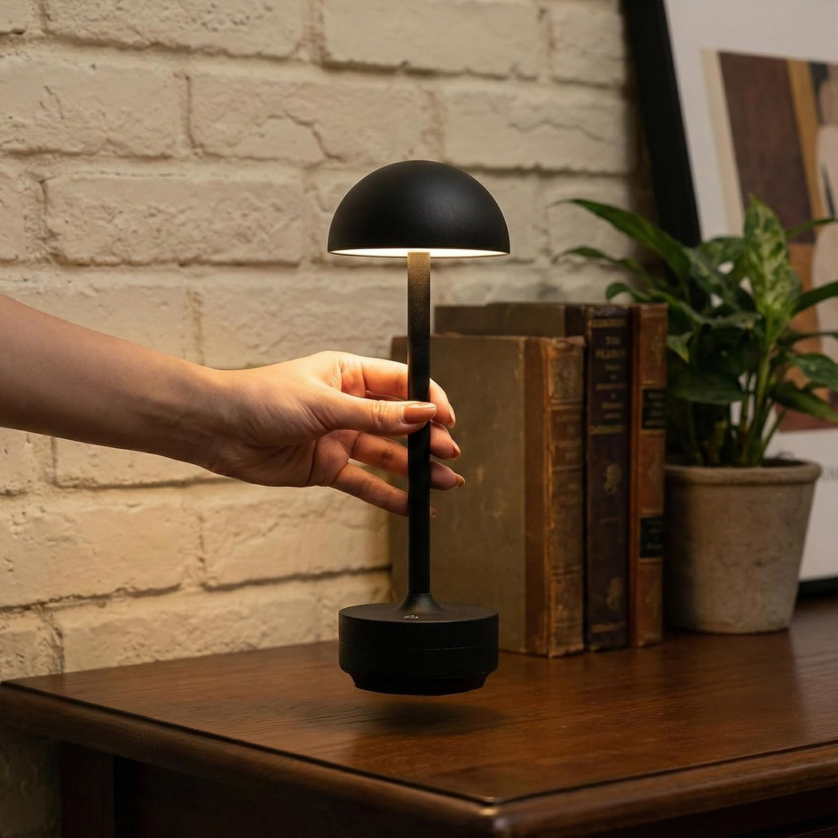 LED Cordless Table Lamp 5000mAh Rechargeable Battery Light Black | Outdoor Portable Battery Operated Up to 60H Touch 3