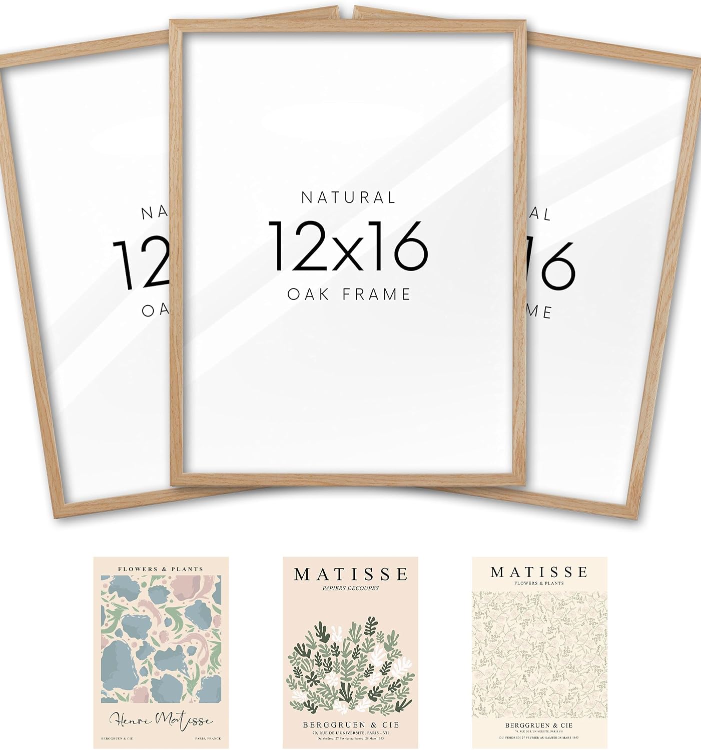 KensTro 12x16 Oak Picture Frames Set of 3 with Matisse Prints
