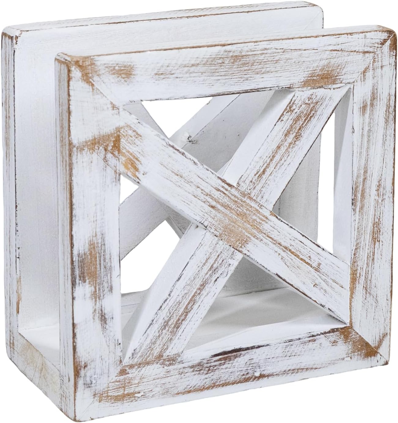 Farmhouse Wooden Napkin Holder / 3"D x 5.5"W x 5.5"H / Vintage White