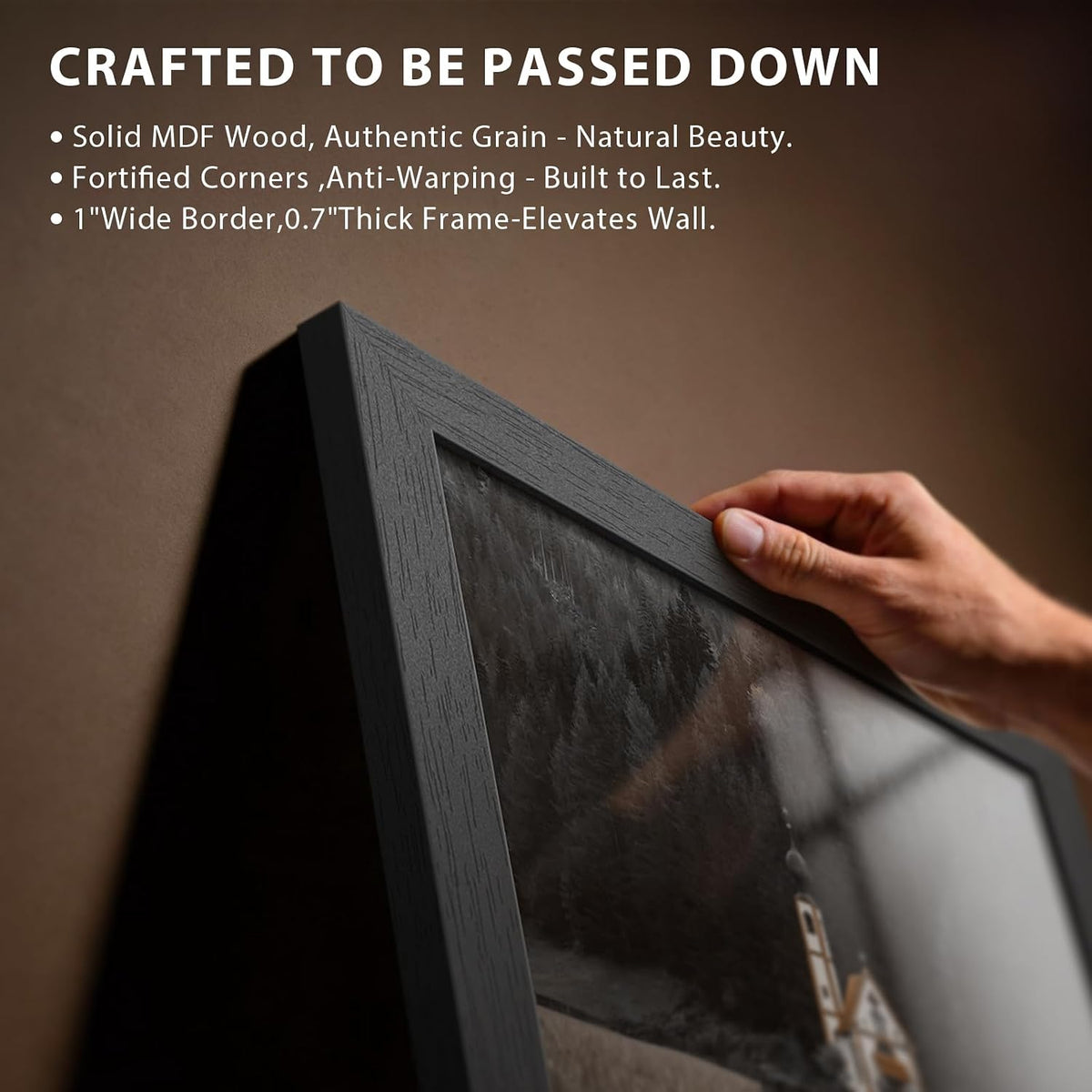 18x24 Poster Frame 4 Pack, Black Solid Wood, Gallery Wall Hanging | Thick & Wide Border, Polished Plexiglass, Vertical