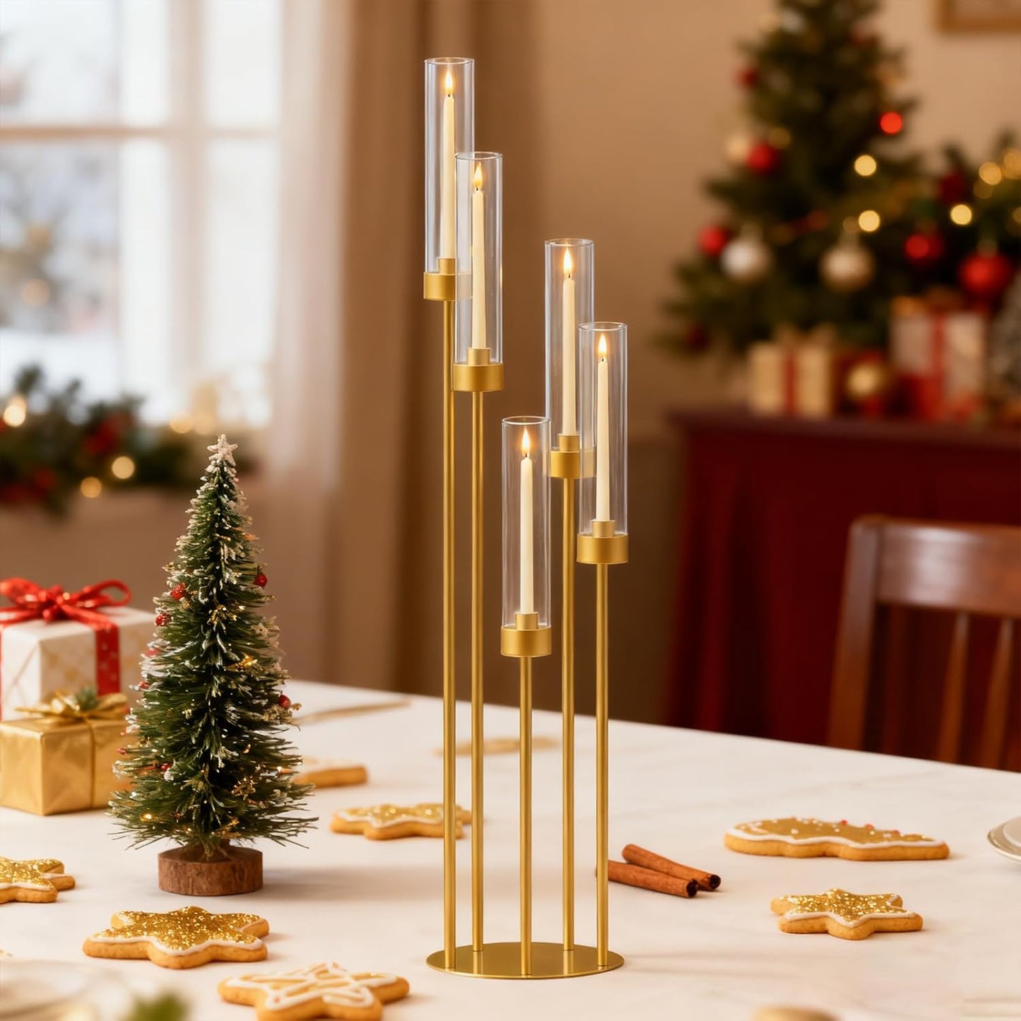 42.5in Gold Candelabra Centerpieces for Tables Candlestick Holders Decor Wedding Centerpiece Table Decorations 5 arm