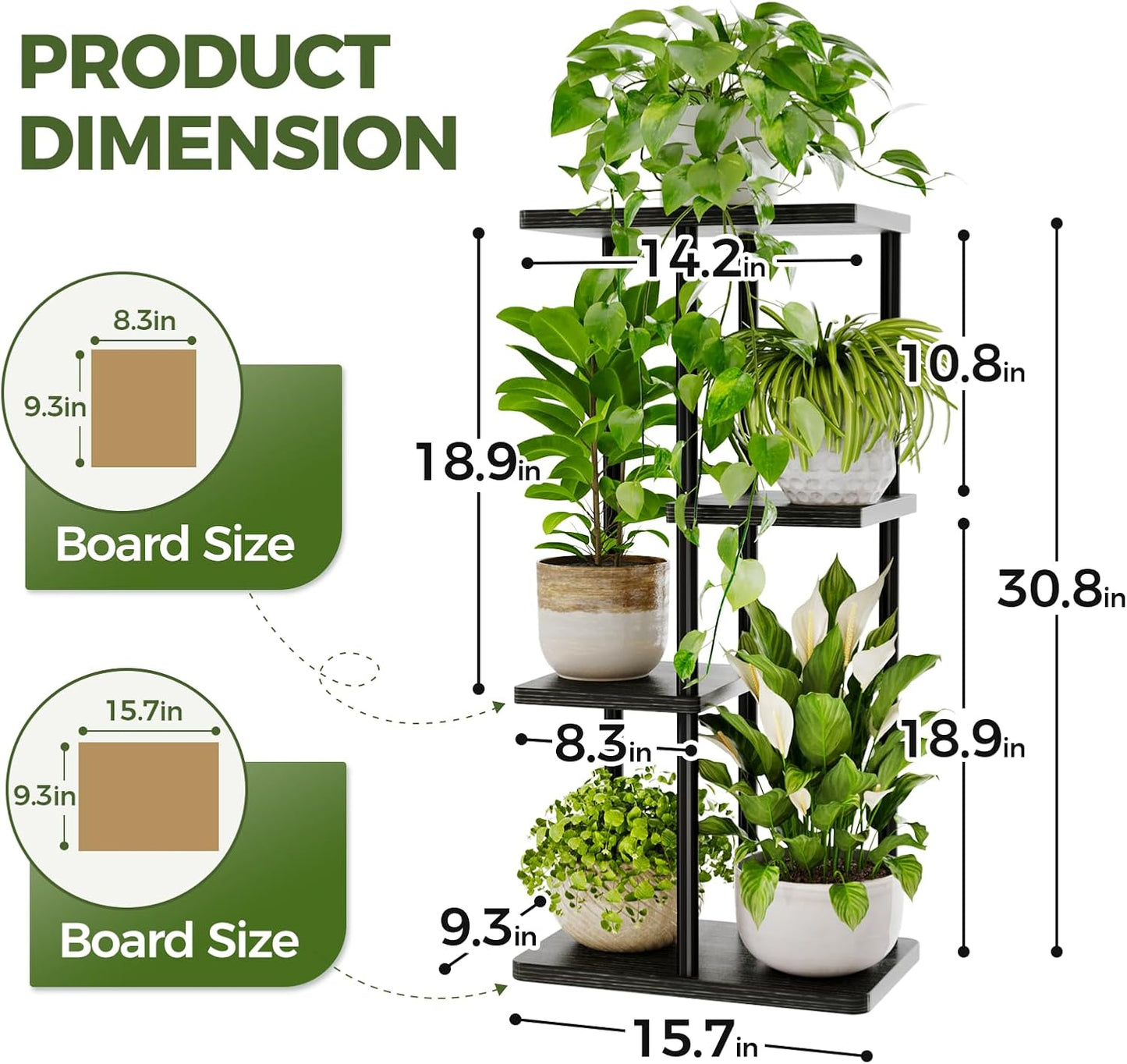 Bamworld Plant Stand 4 Tier Corner Metal Shelf Black | Tiered shelf displays multiple plants in living rooms, bedrooms