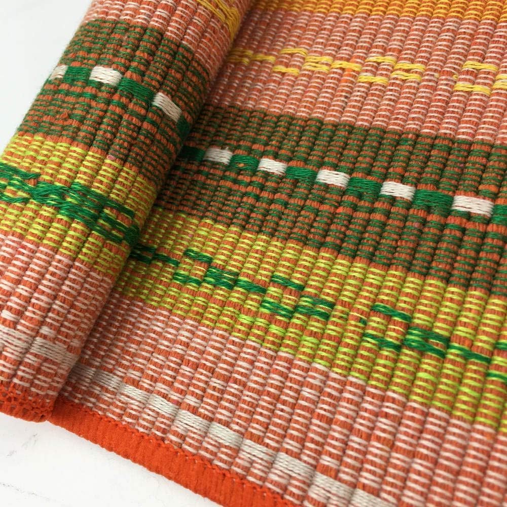 WAZAIGUR Hand Woven Cotton Placemats Set of 8, Orange | Indoor/Outdoor, Fabric, Non Slip, Colorful Place Mats Braided