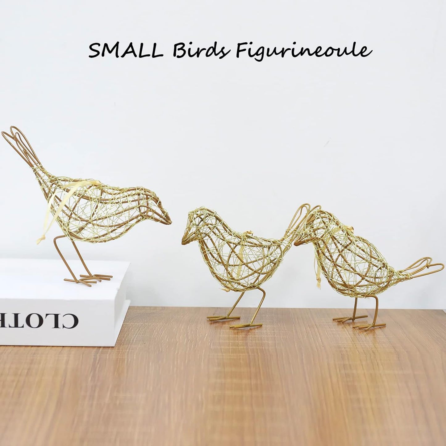Artisan Bird Statues Trio / Gold