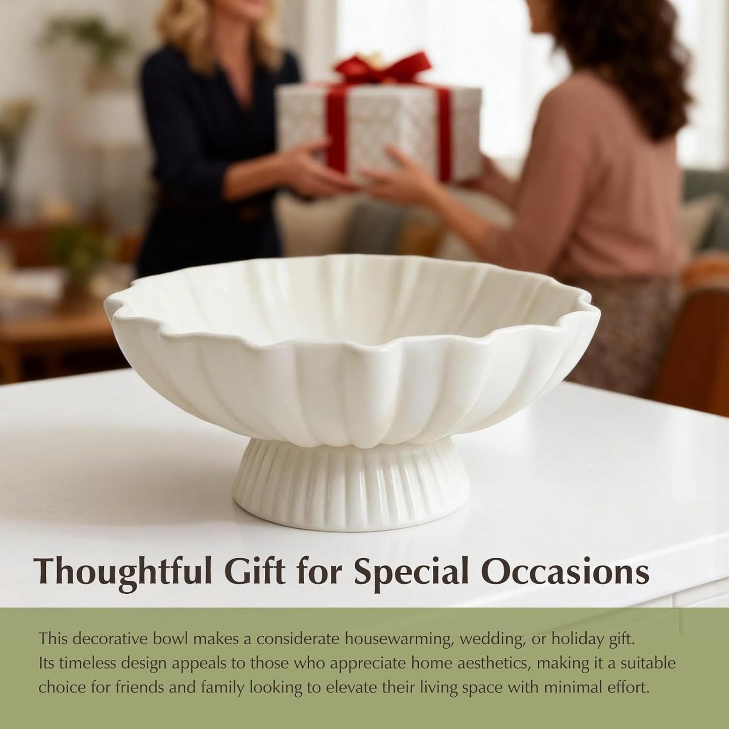 9- Ceramic Centerpiece Bowl / White