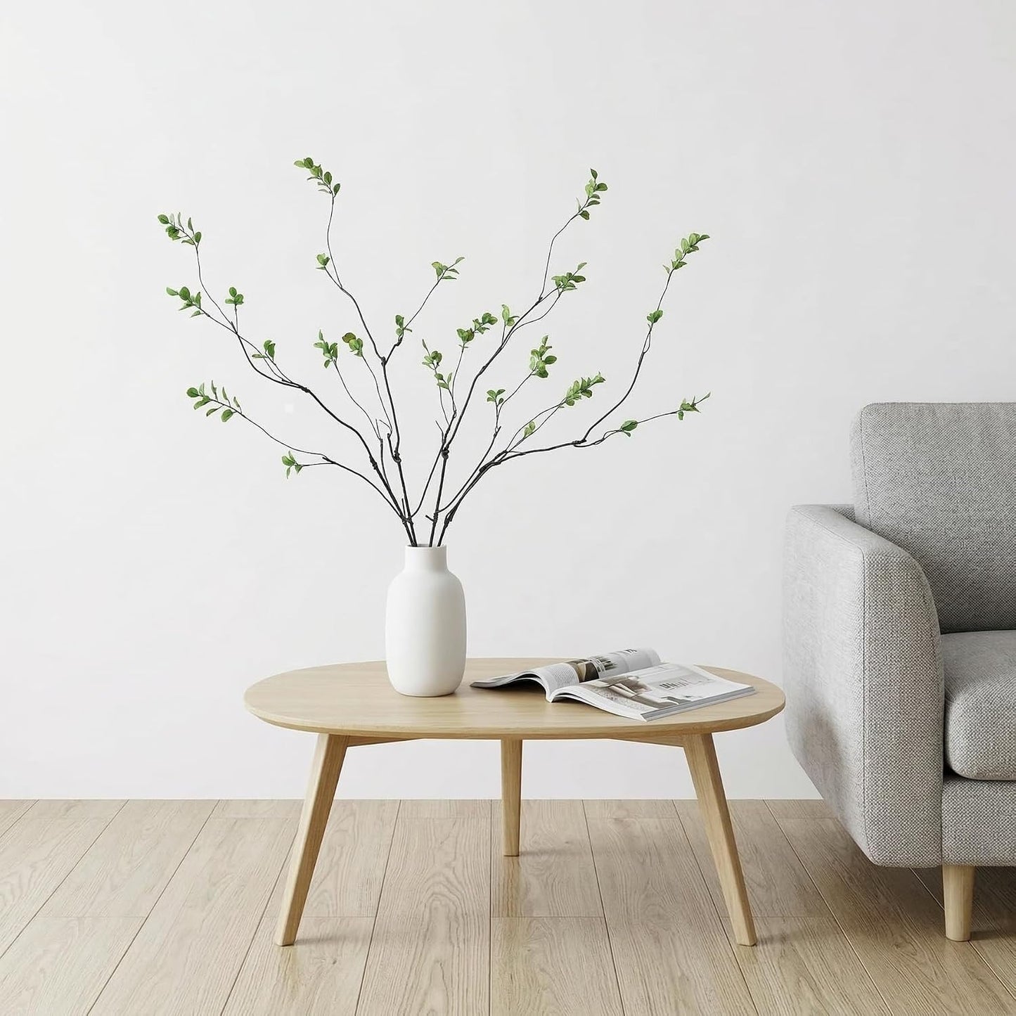Artificial Greenery Stems Faux Branches for Vase / Green / 37.4 Inch / Set of 4