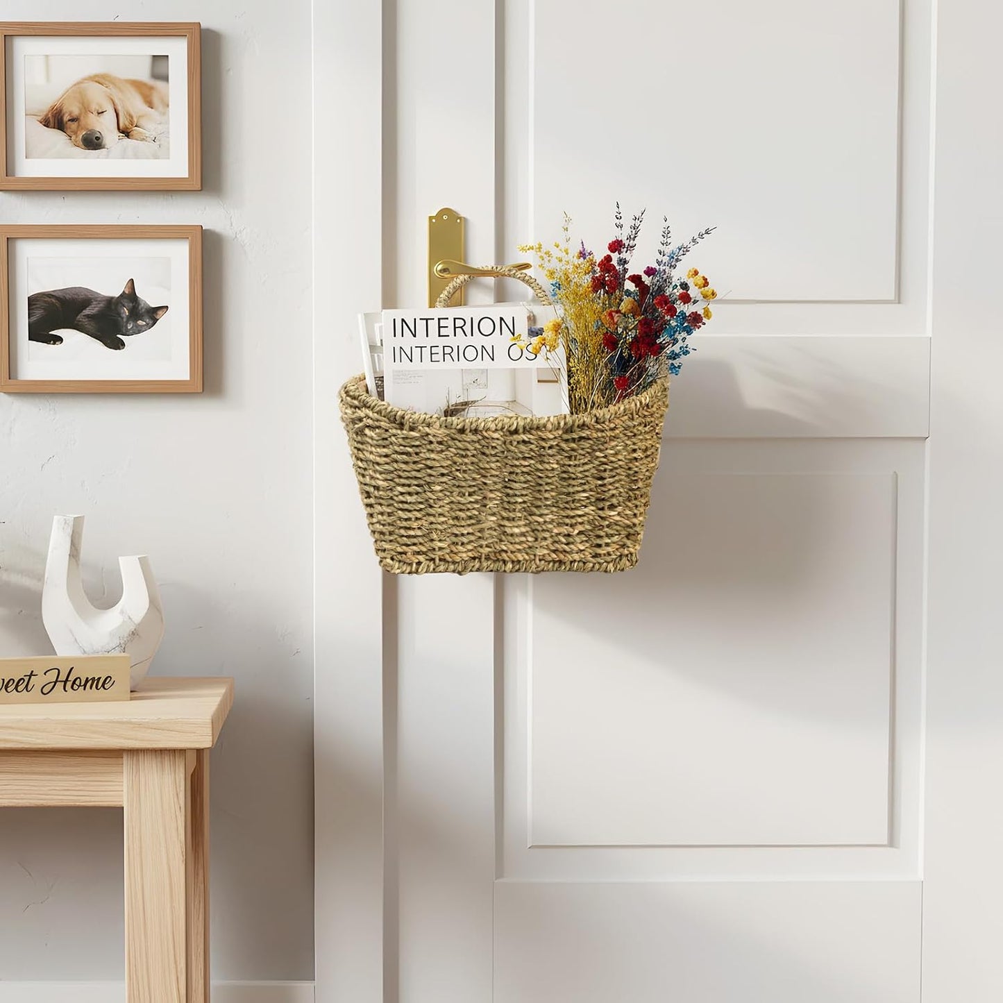 Rustic Farmhouse Wall Decor Organizer / Natural-sea Grass / Small