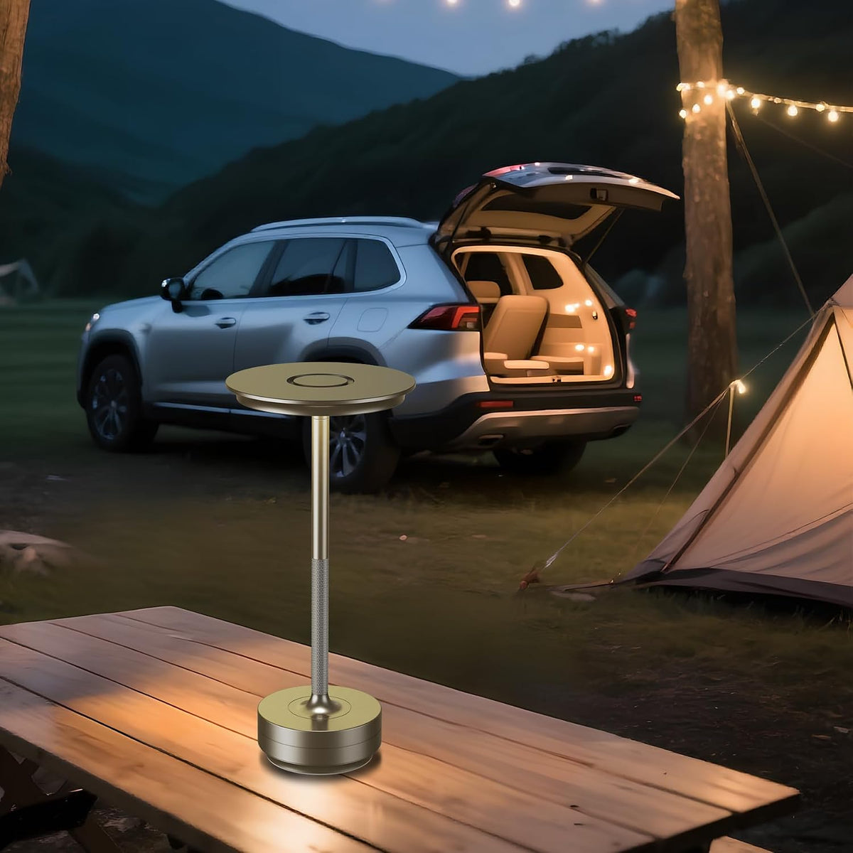 UdoUto 2-Pack Cordless Table Lamps Rechargeable, Silver | 5000mAh Battery Operated, LED Table Light, Touch Stepless