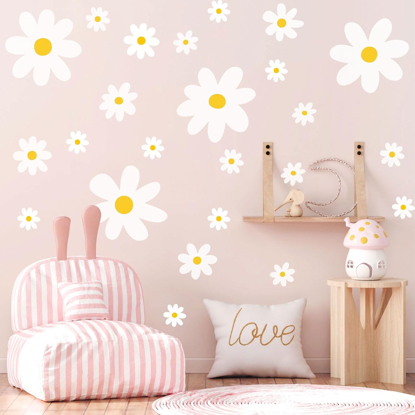 Large Daisy Wall Decals / White / Set of 42
