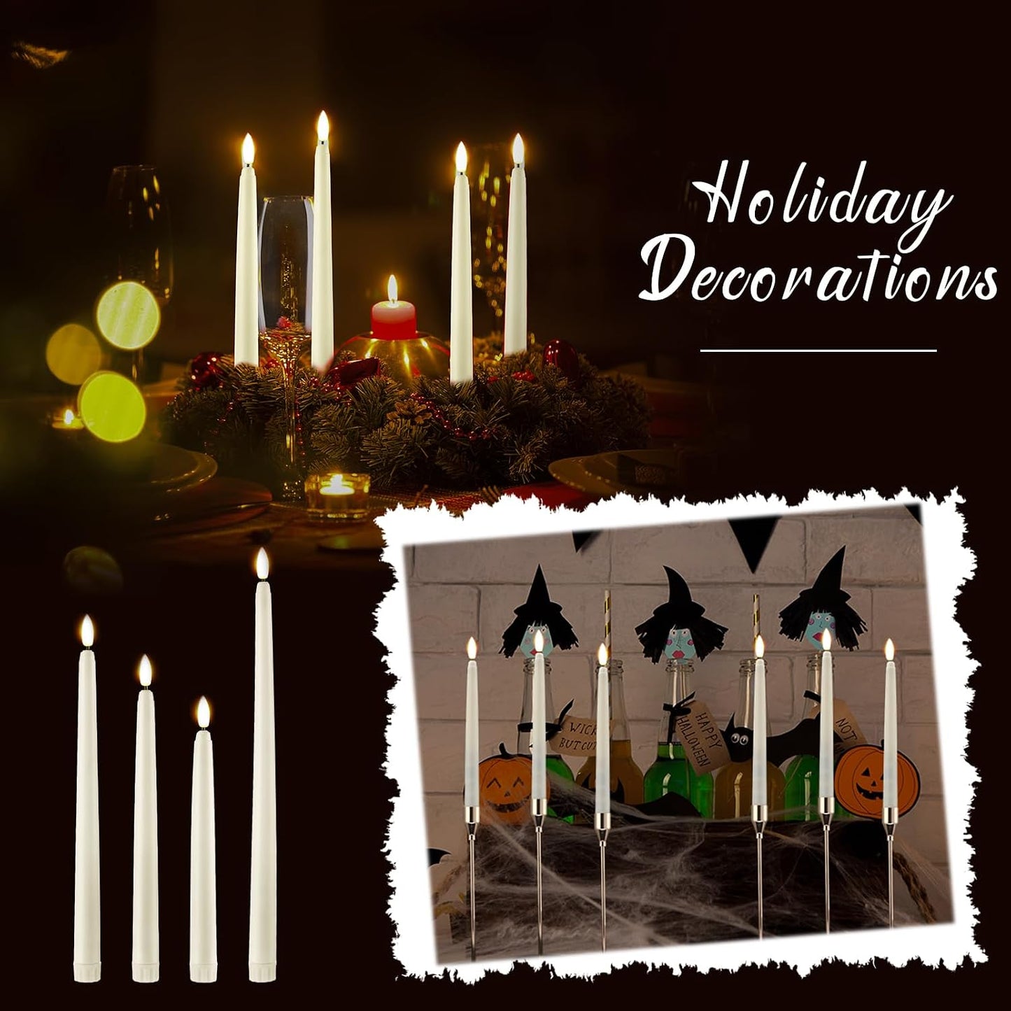 40 Pcs Flameless Taper Candles LED Flickering Taper Candlesticks Bulk Battery Operated Flameless Candle for Wedding