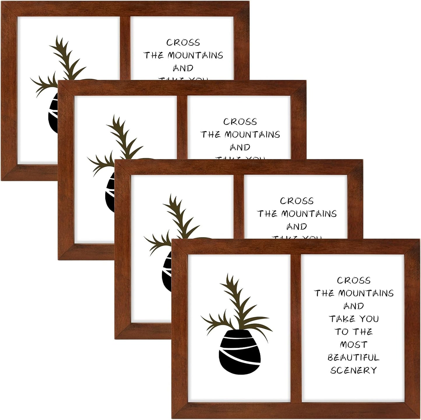 Golden State Art, 5x7 Double Picture Frame, Displays Two 5x7 Photos(Brown) | Solid Wood - Real Glass For Tabletop Or