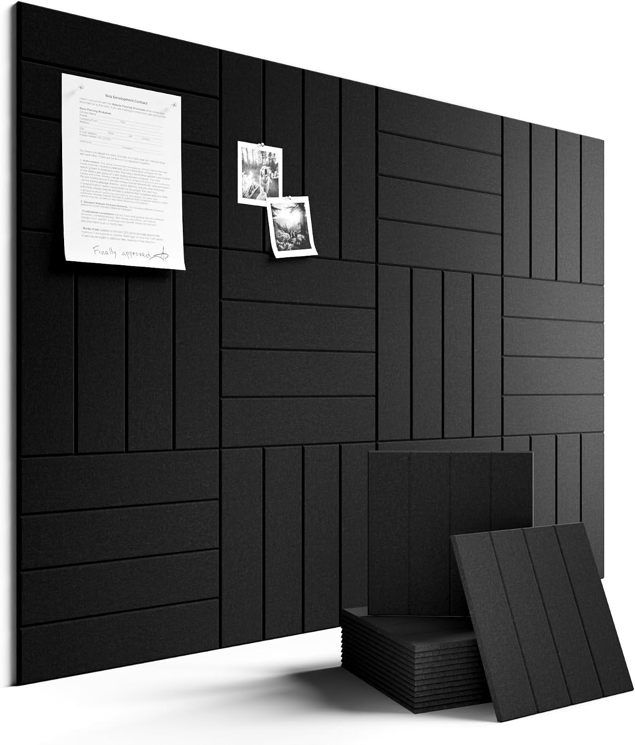 Fluxynara Felt Bulletin Board & Cork Board Alternative, Black