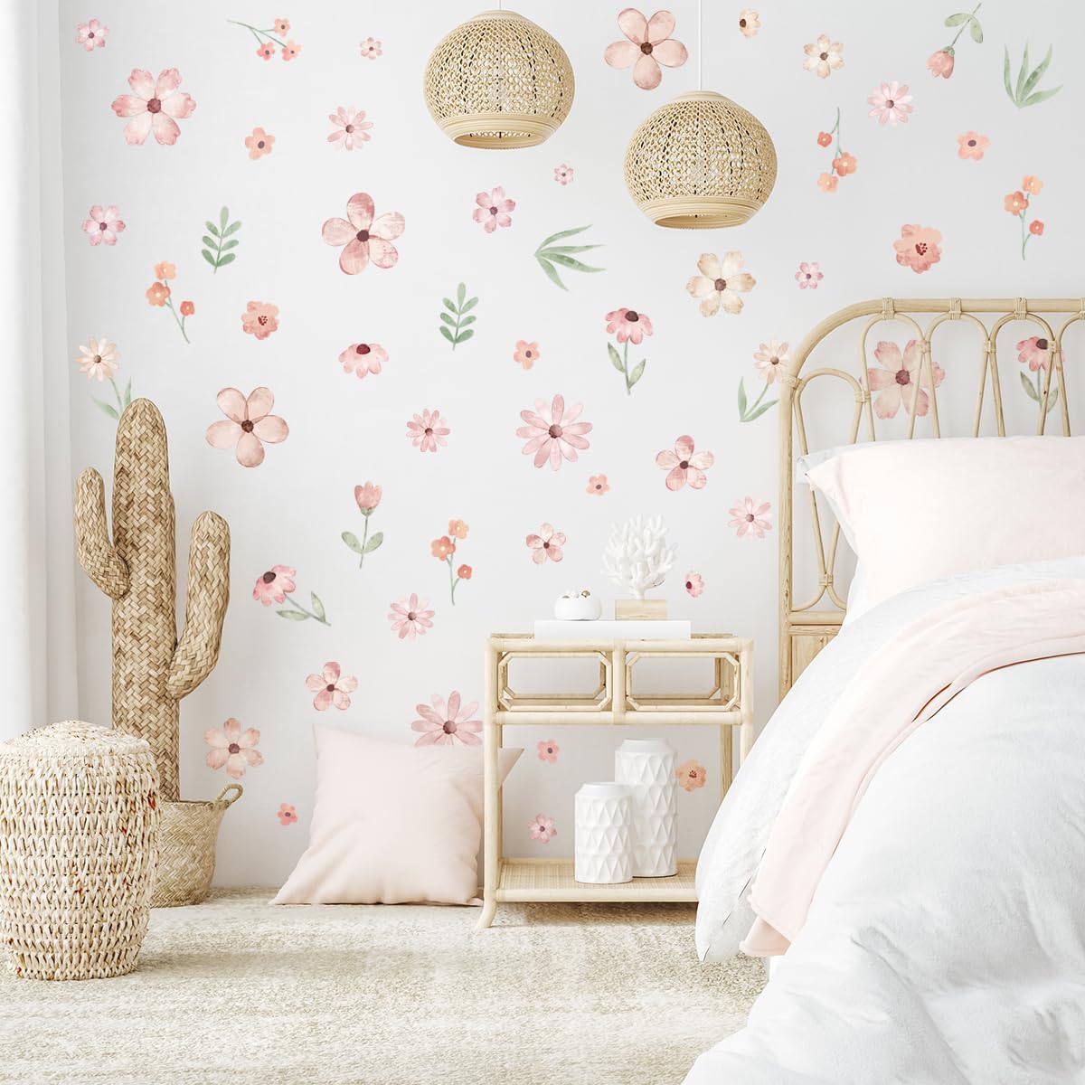 Boho Flower Wall Decals / Pink