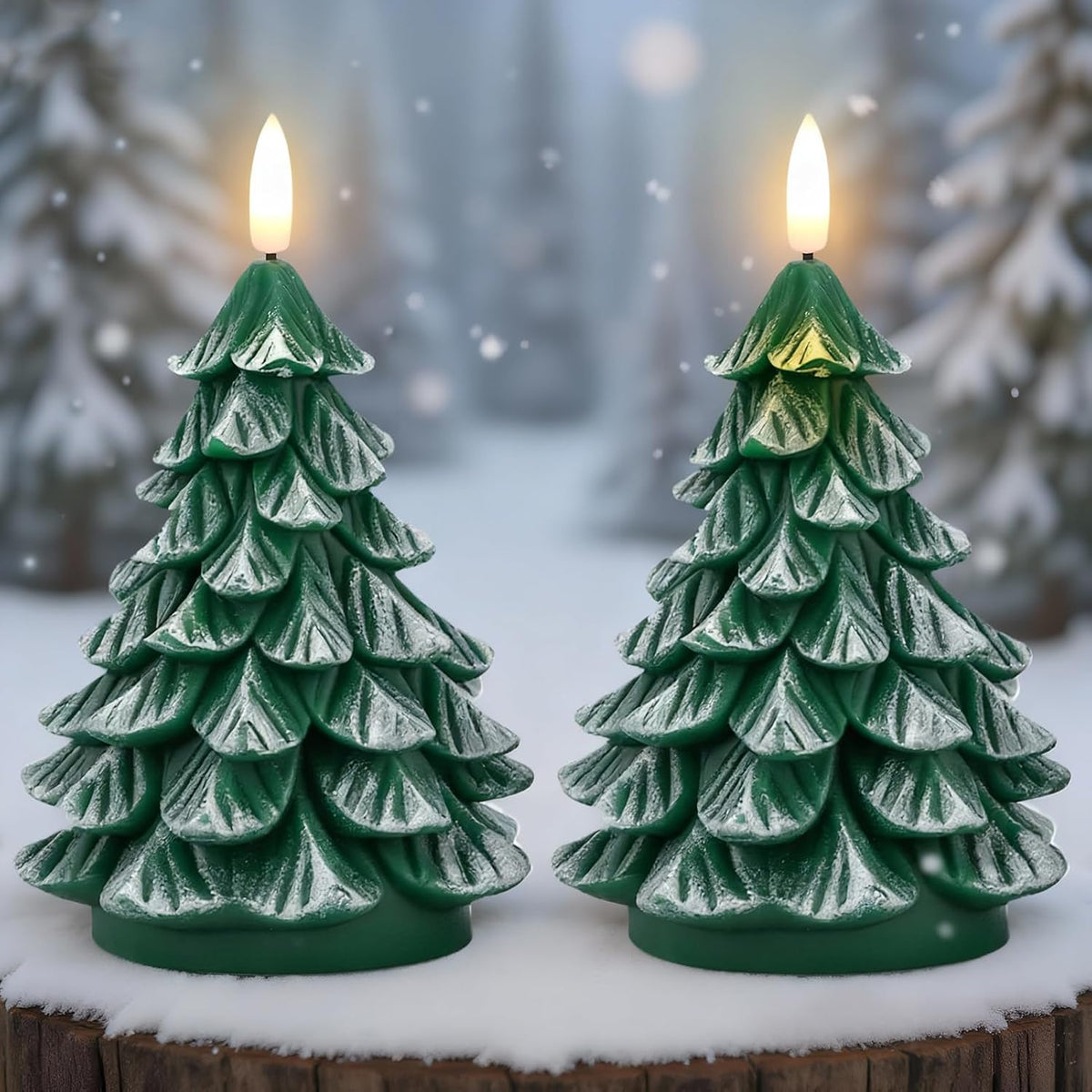 Christmas Tree Candles with 6H Timer Green