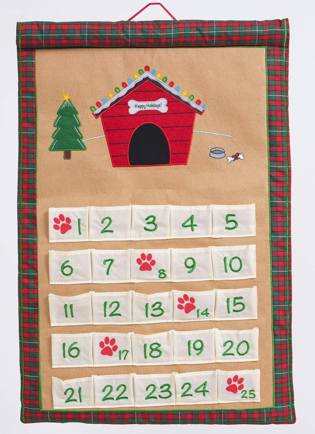 Dog Advent Calendar by Pockets of Learning | Interactive Canine Dog Countdown | Festive Pet Christmas Holiday Décor | Pet Seasonal Fabric Cloth Wall Hanging Décor