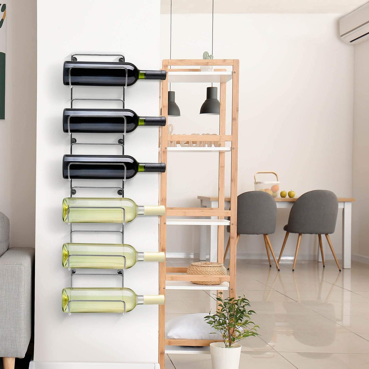 Sorbus Towel Rack, 6-Compartment Wall-Mount, Wall-Mounted (Silver) | Powder-coated metal holder with six compartments