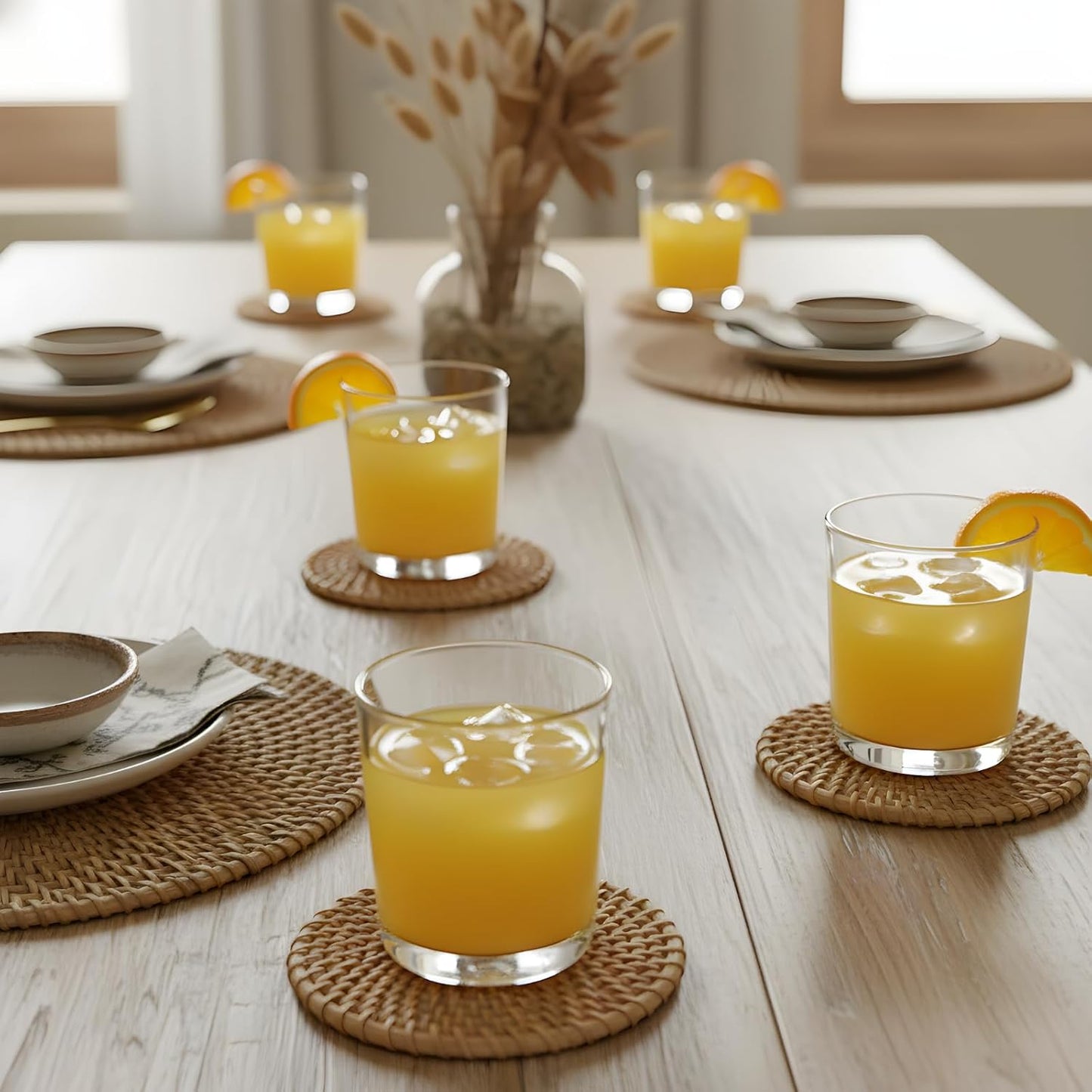Holder / Boho Wood Cup Coasters / Set of 6