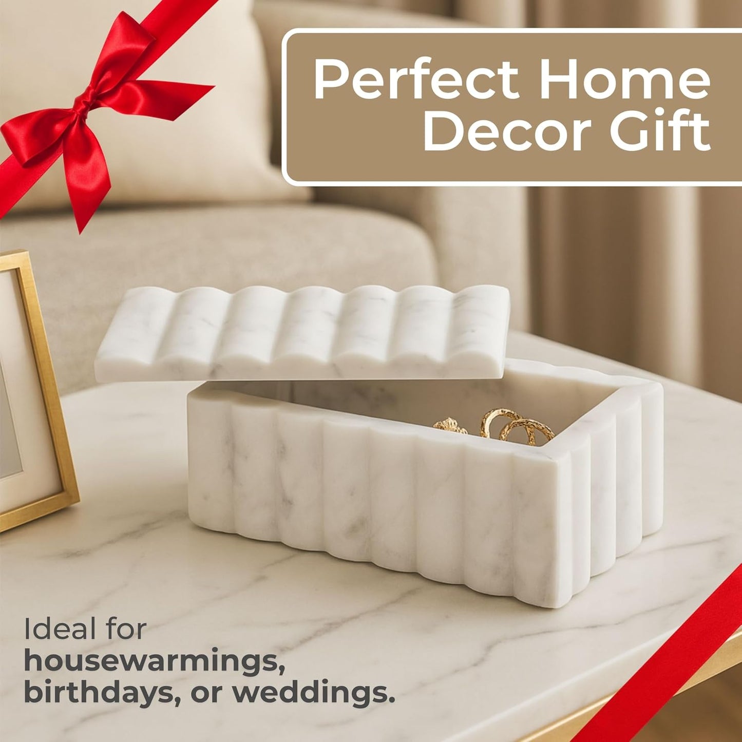 Sculpted Fluted Home Organizer Keepsake Boxes for Jewelry