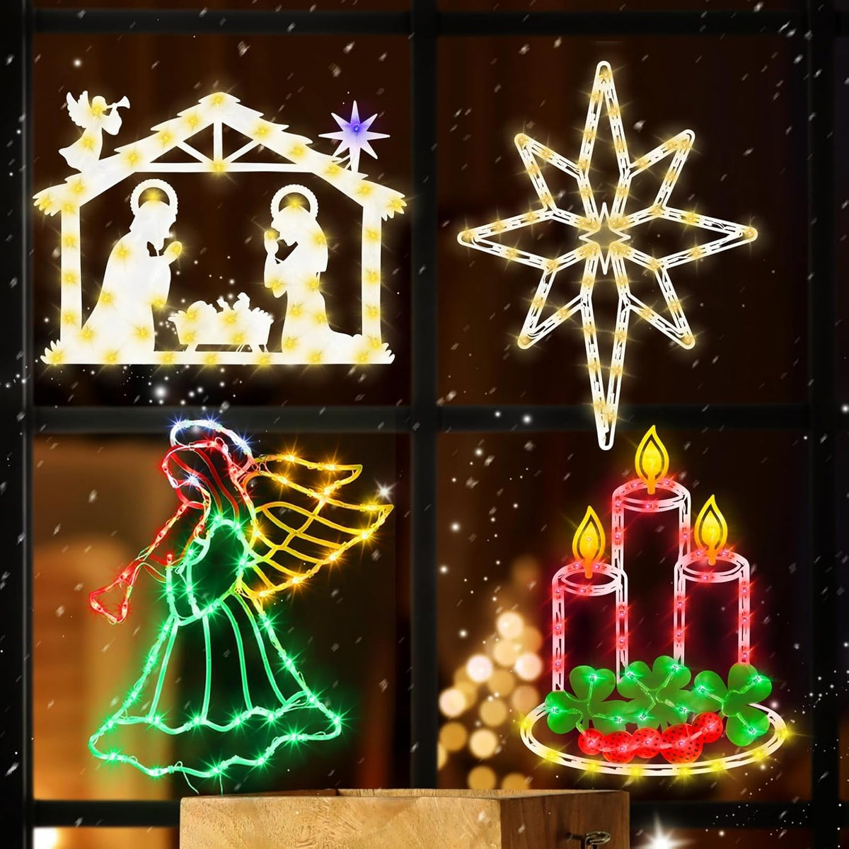 TRWYMZ Christmas Decorations - 16" Christmas Window Silhouette Lights