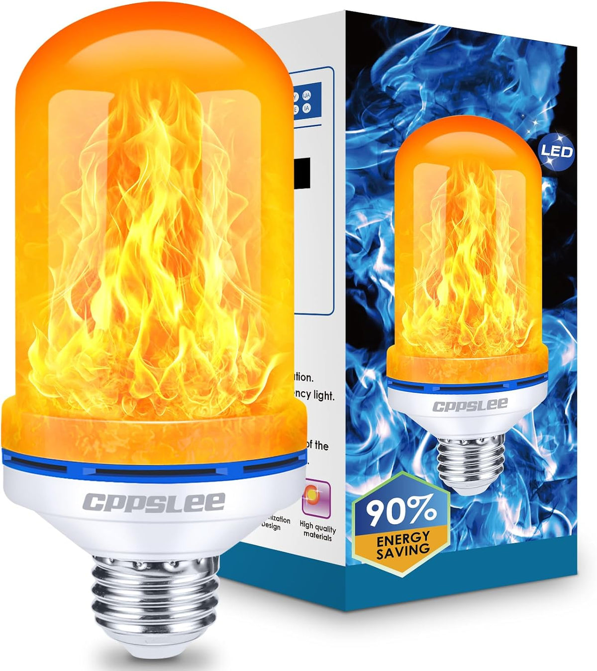 CPPSLEE Upgraded Flame Light Bulbs, 4 Modes Flickering Light Bulbs, E26 Base Fire Flame Bulb for Halloween Decorations Outdoor, Christmas Lights Patio Indoor Home Decor (Yellow, 1 Pack)