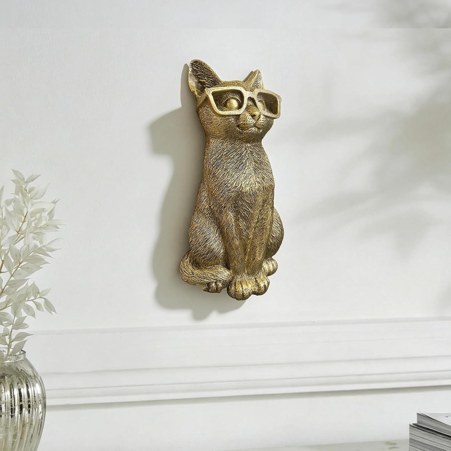 Wall Hanging Decoration / Copper / Cat / Gold